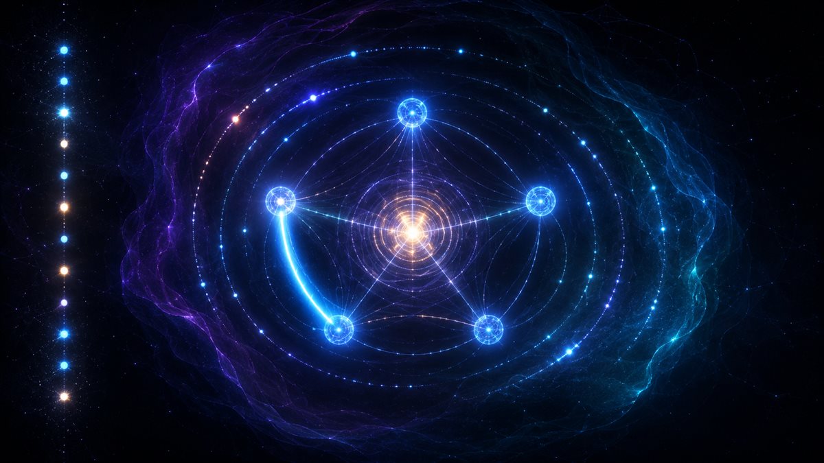 RTANA emblem — a luminous five-node quantum ring suspended in a violet-blue field